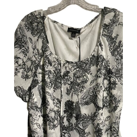 Tamara H Black & White Jungle Print Short Sleeve Top Size 2X - Picture 8 of 10
